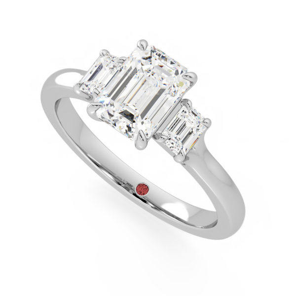The trinity emerald cut diamond engagement ring with accent emerald cut diamonds