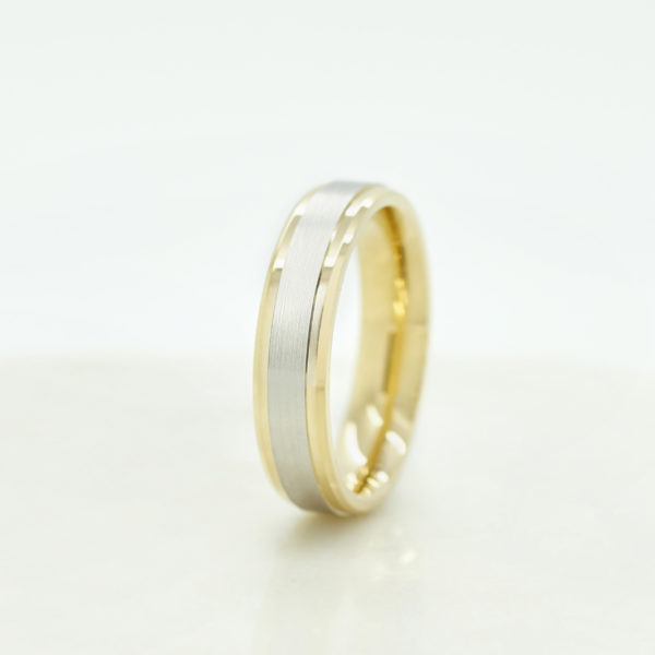 two tone metal men's wedding ring platinum and yellow gold