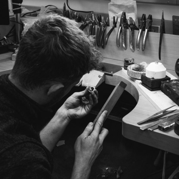 ben working in our london jewellery workshop